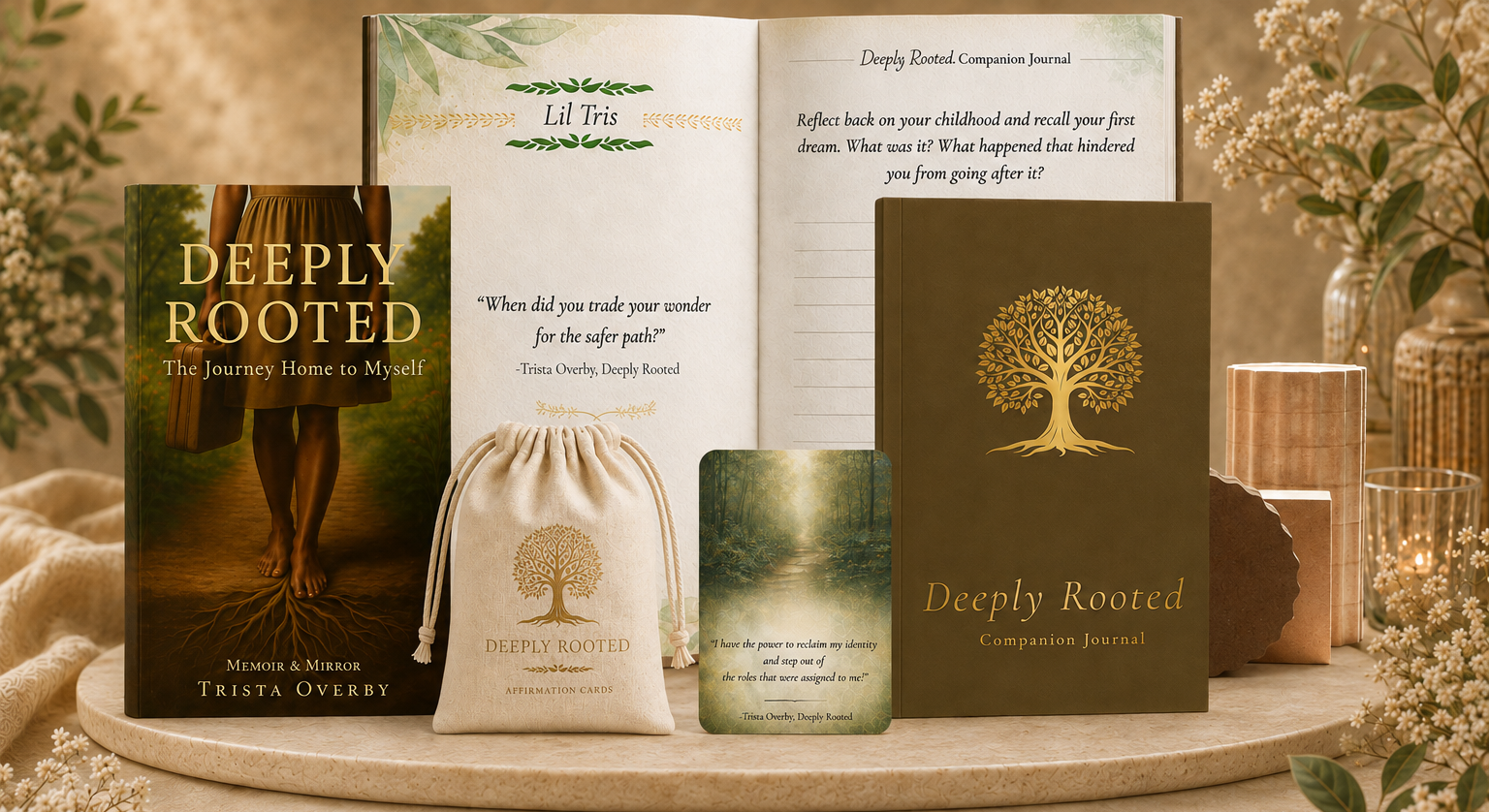 🪞 Memoir & Mirror Set (Memoir, Companion Journal & Affirmation Cards)